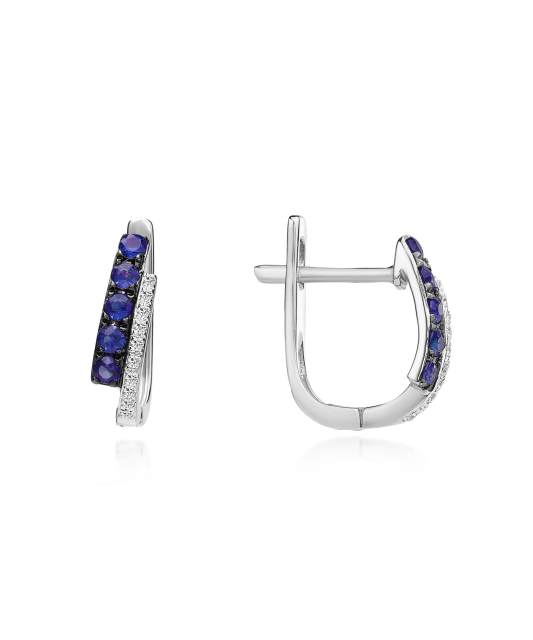 White gold earrings with sapphires and diamonds