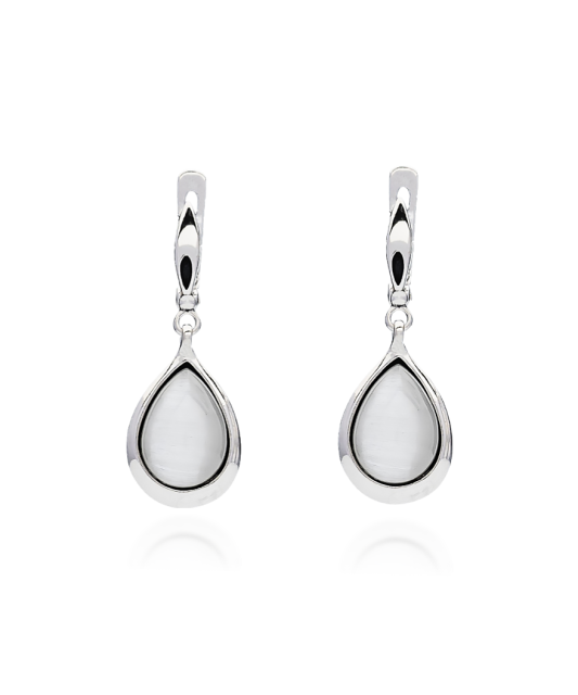 Sterling silver earrings with cats eye stone