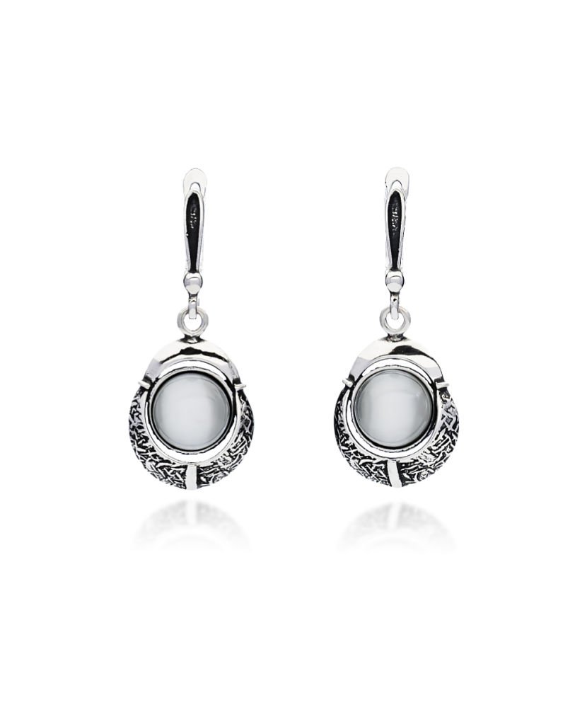 Sterling silver earrings with cats eye stone