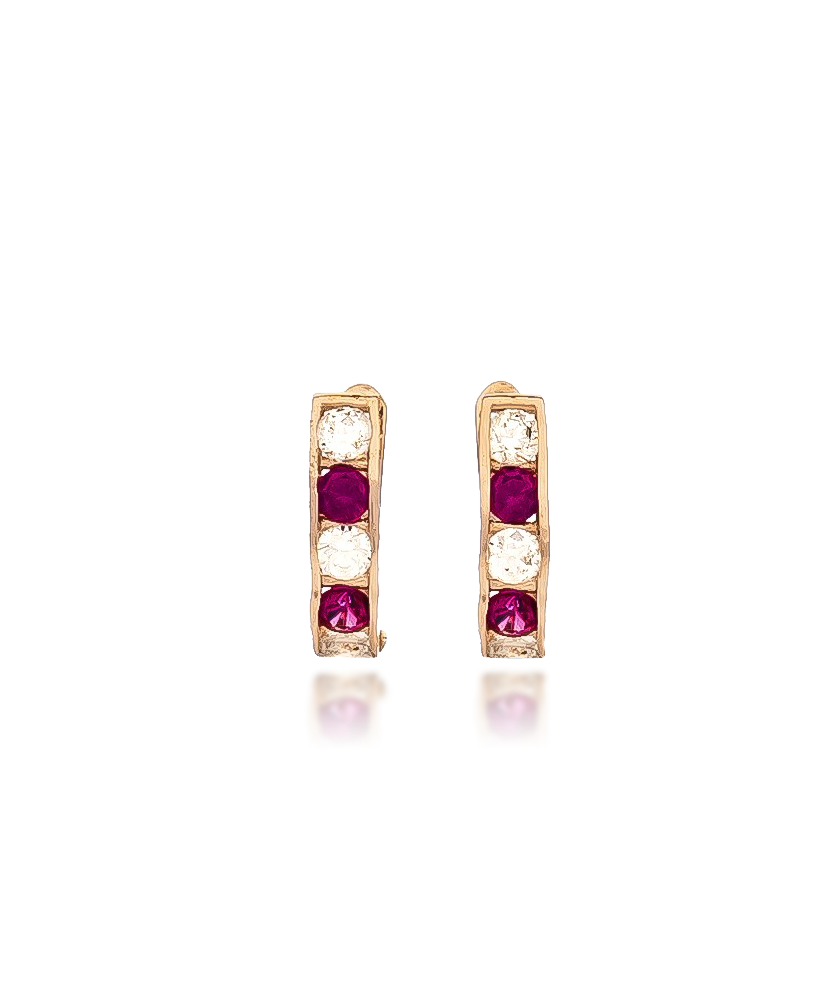 Gold earrings with zircons
