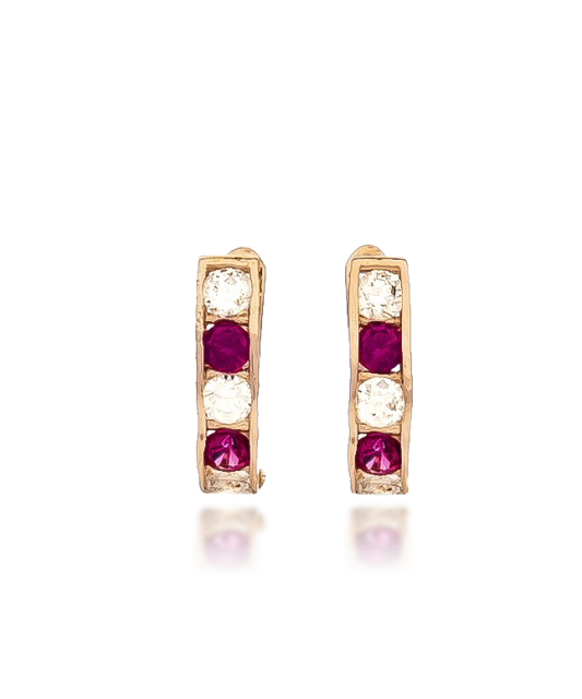 Gold earrings with zircons