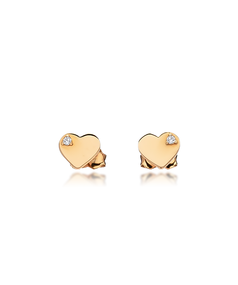 Gold earrings with zirconium "heart"