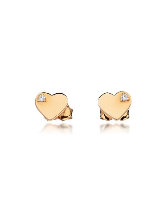 Gold earrings with zirconium "heart"