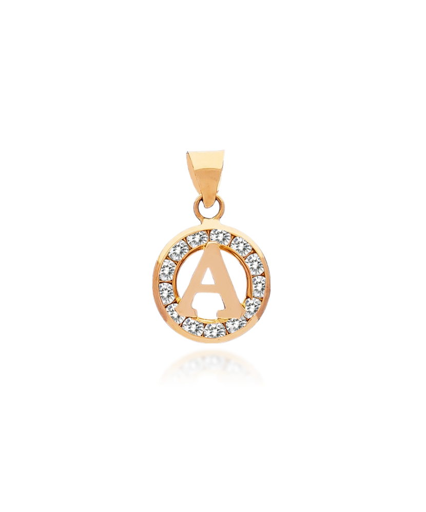 Gold pendant with zircons Letter A