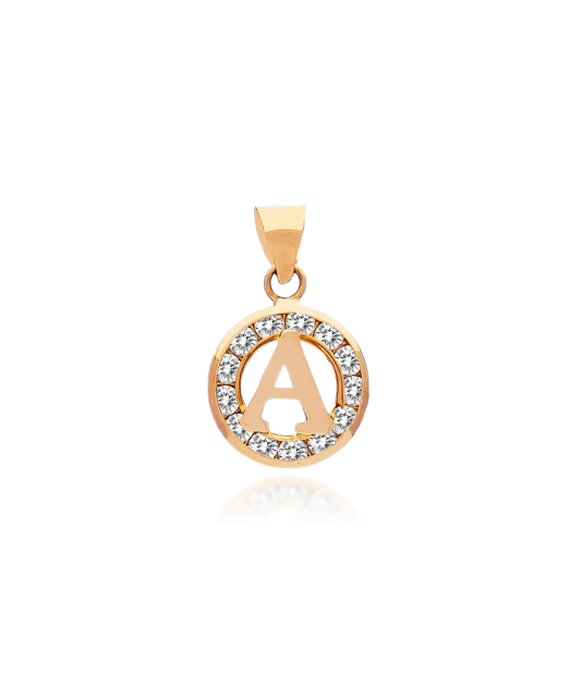 Gold pendant with zircons Letter A