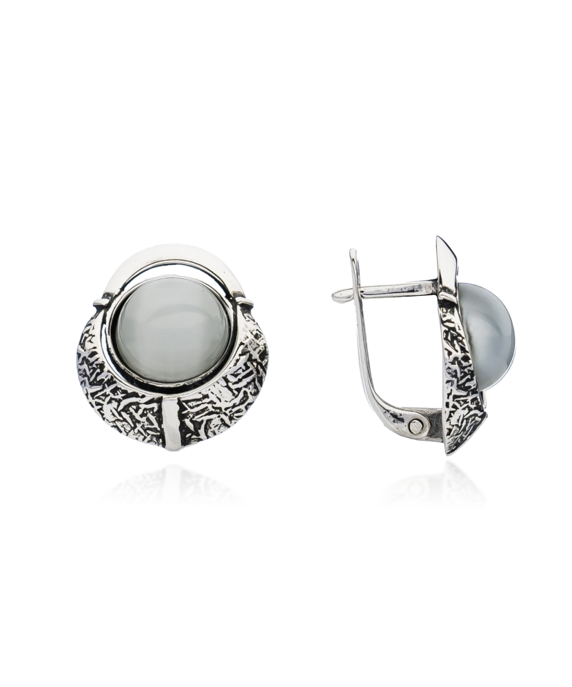 Sterling silver earrings with cats eye stone