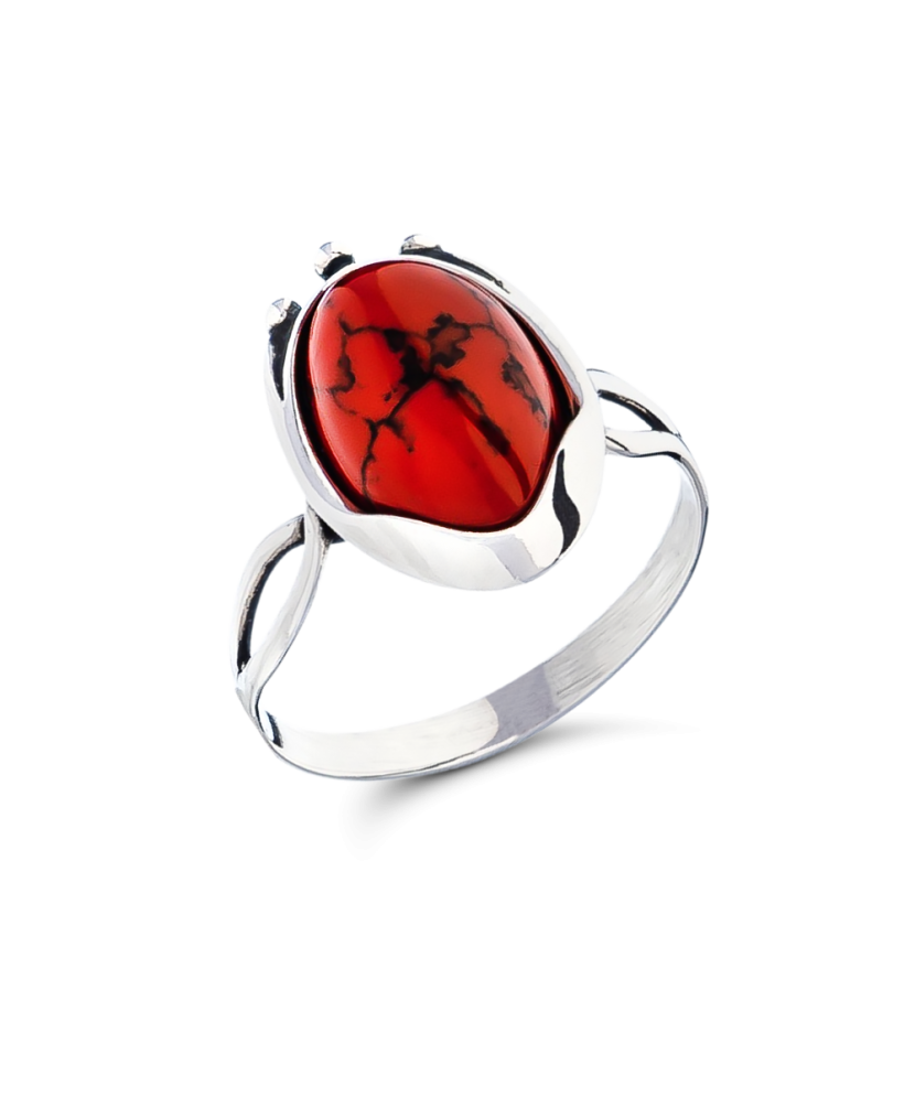 Sterling silver ring with coral
