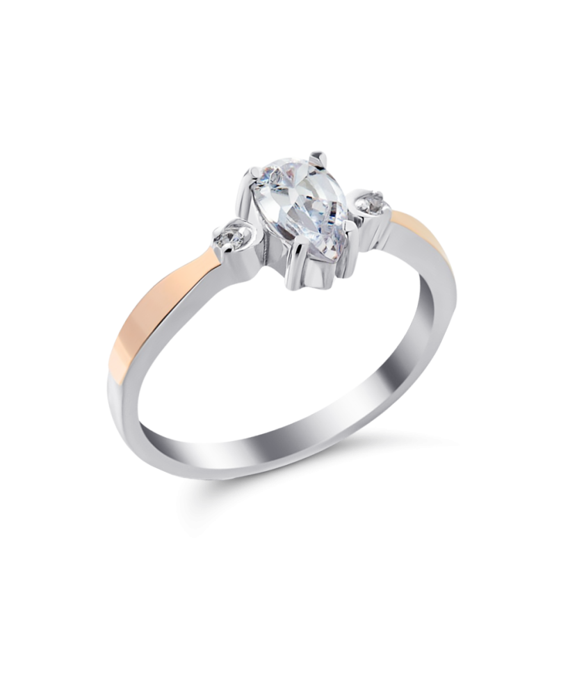 Sidabrinis žiedas su cirkoniais dengtas auksu  - Goldinga