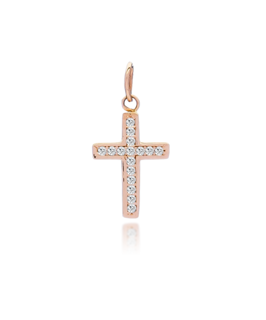 Gold pendant with zircons "cross"