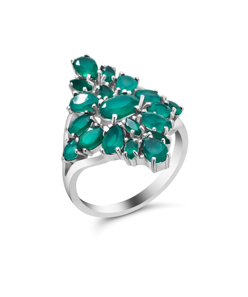 Sterling silver ring with agates