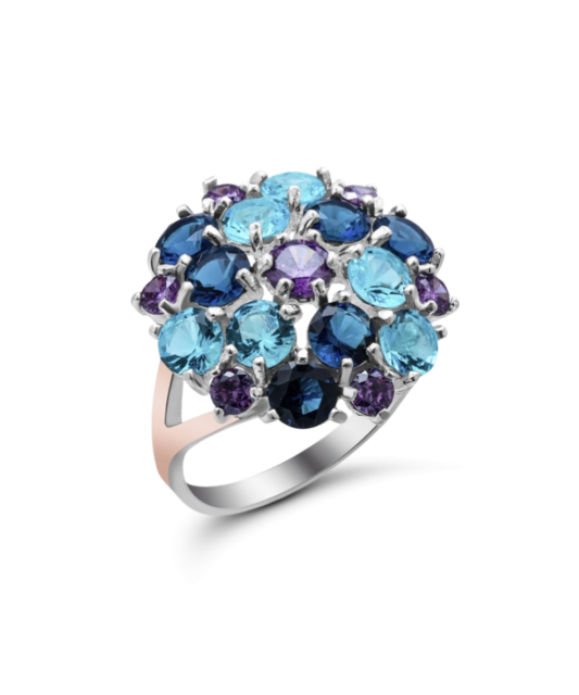 Sidabrinis žiedas su cirkoniais dengtas auksu  - Goldinga