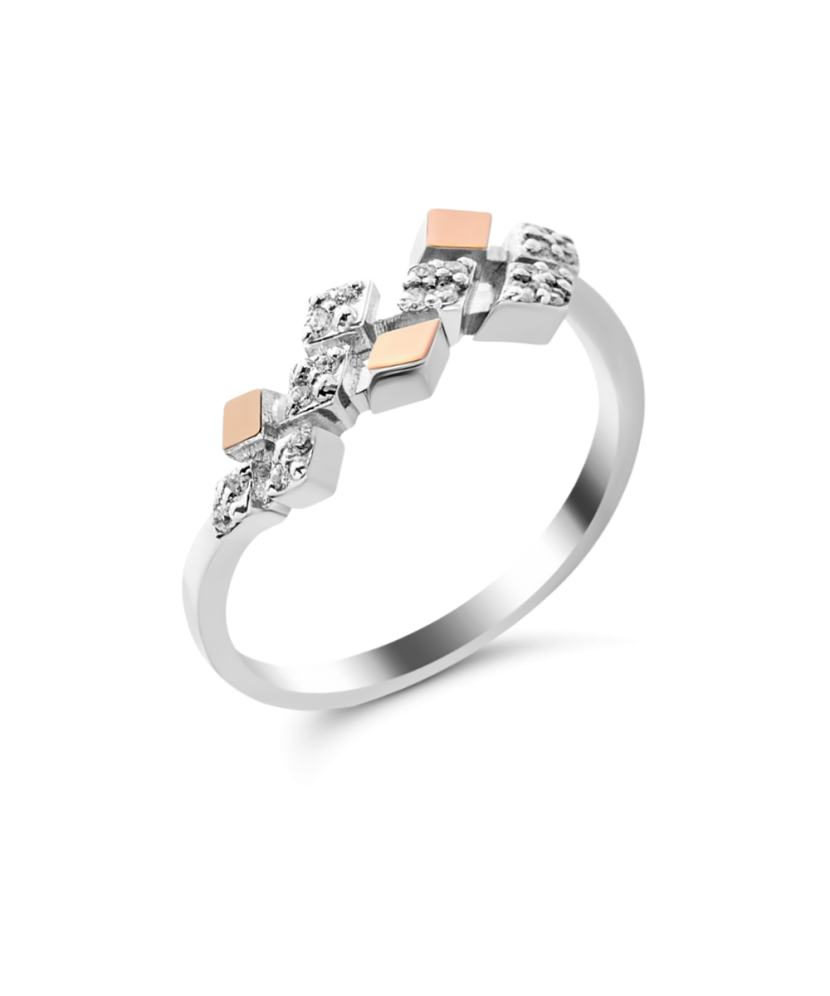 Sidabrinis žiedas su cirkoniais dengtas auksu  - Goldinga