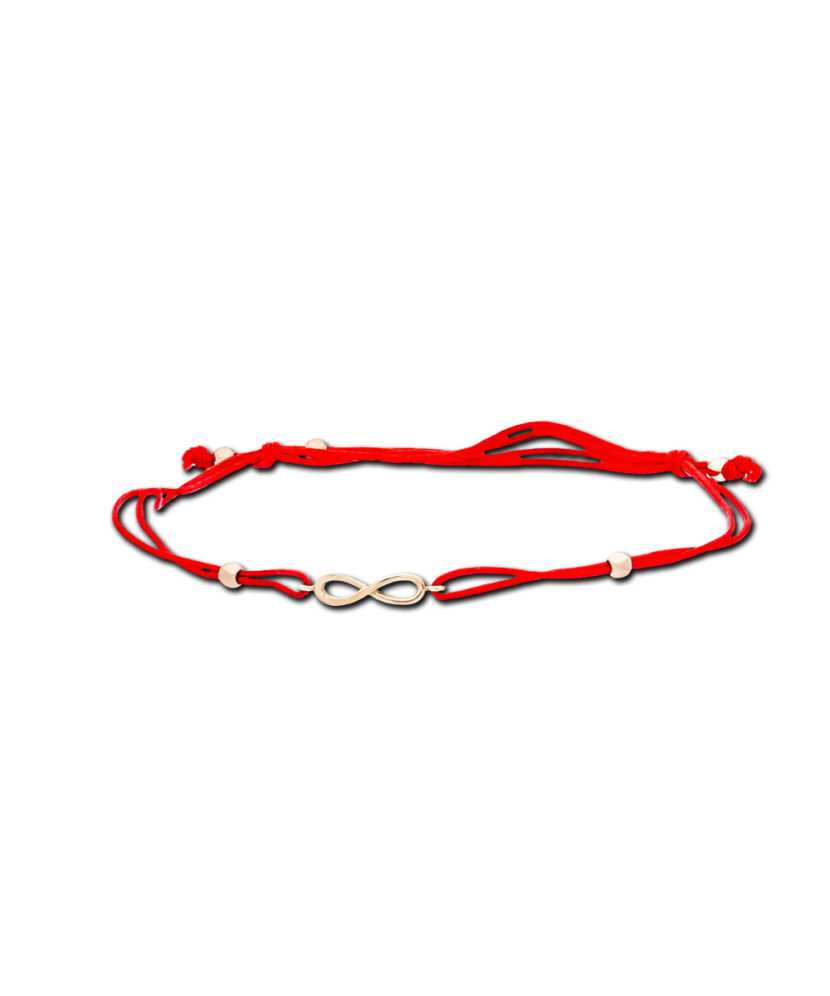 Red string bracelet with gold pendant "infinity"