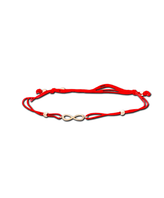 Red string bracelet with gold pendant "infinity"