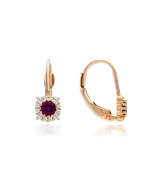 Gold earrings with zircons