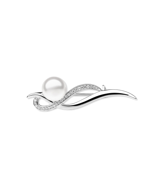 Sterling silver  brooch with pearl and zircons