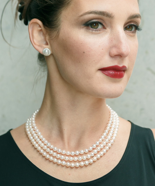 Sterling silver earrings with natural pearl and zircons