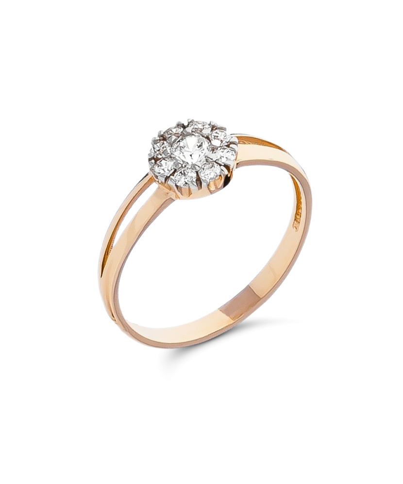 Gold ring with zircons