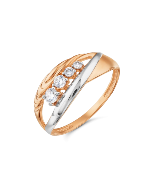 Gold ring with zircons