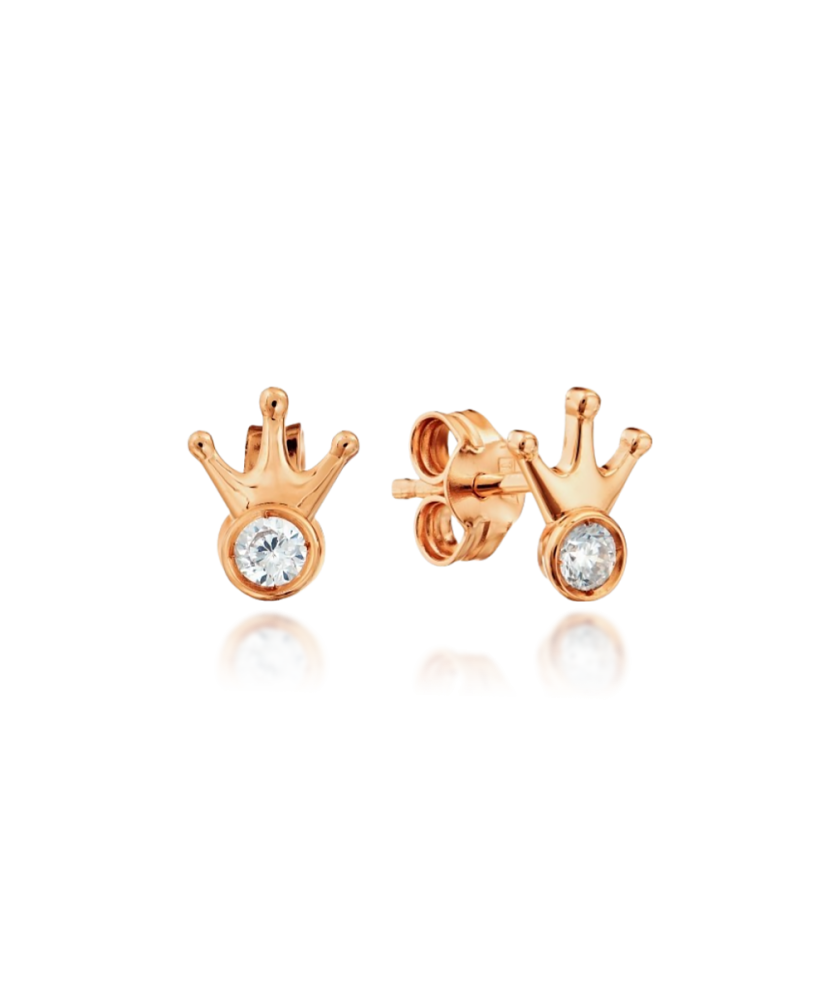 Gold earrings with zirconium