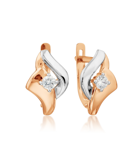 Gold earrings with zirconium