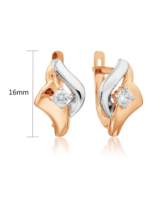 Gold earrings with zirconium