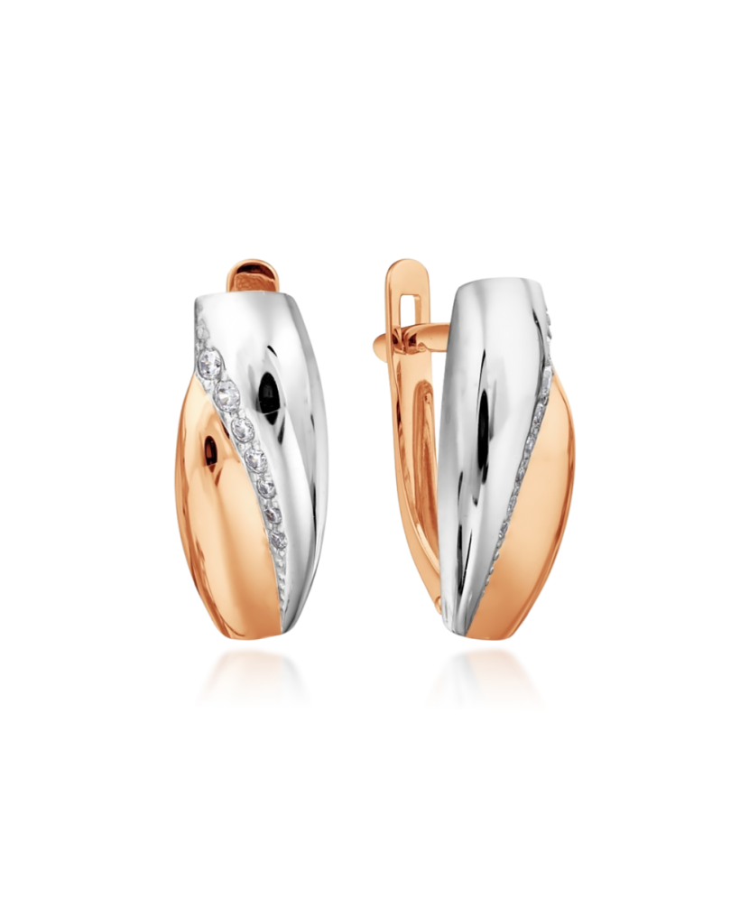 Gold earrings with zircons