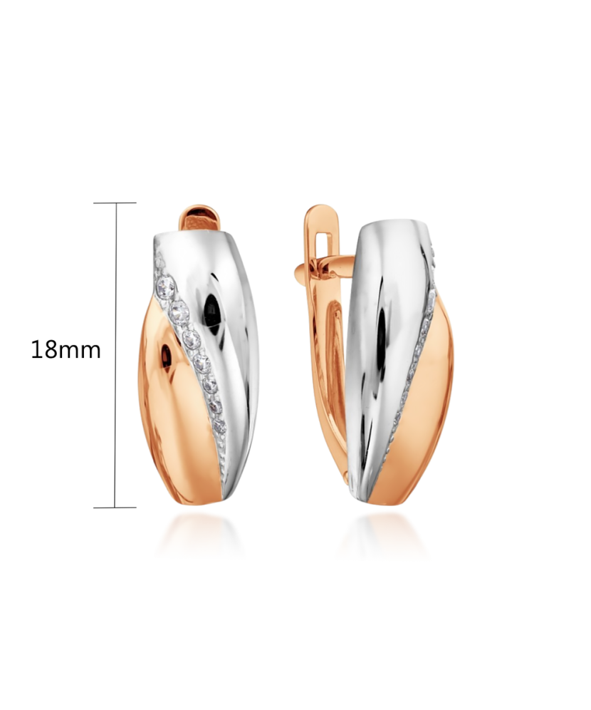 Gold earrings with zircons