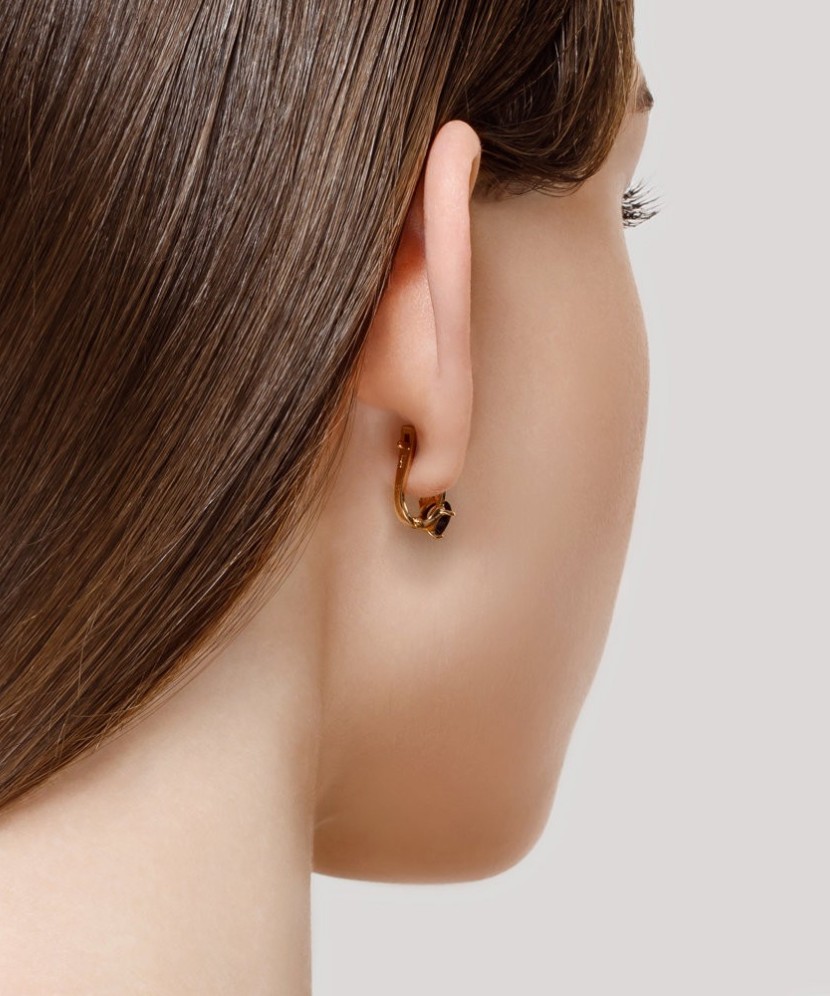 Gold earrings with garnets and zircons