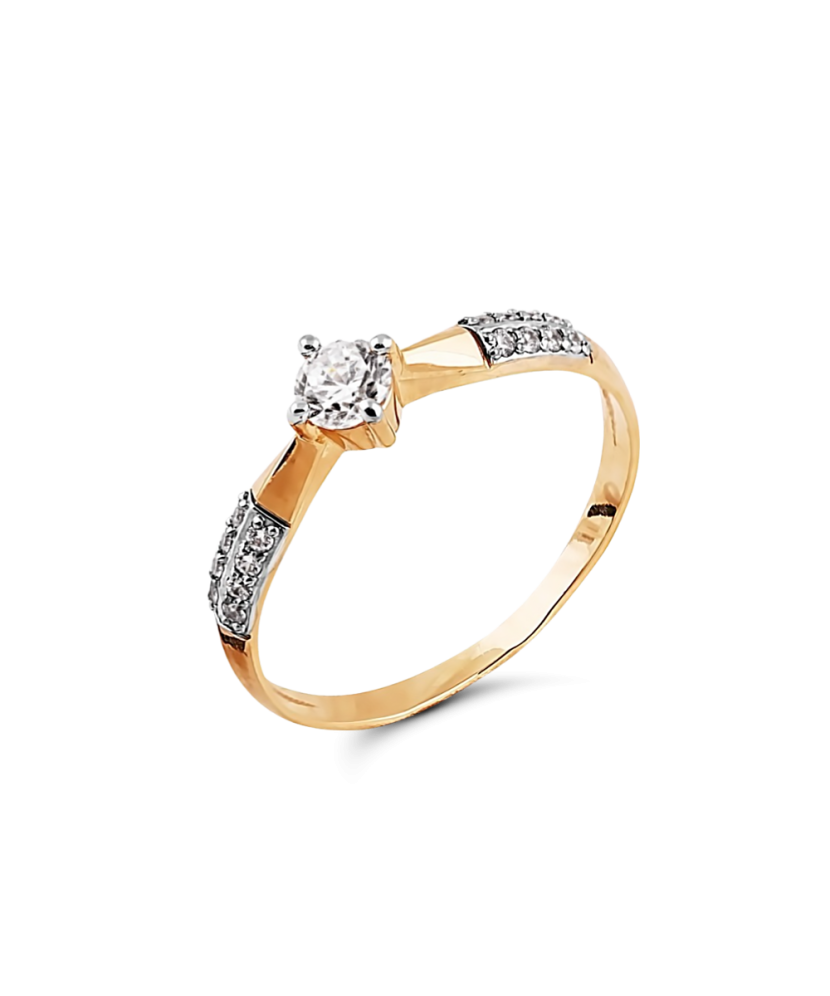 Gold ring with zircons