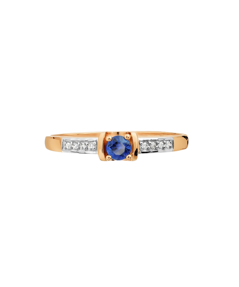 Gold ring with sapphire and diamonds
