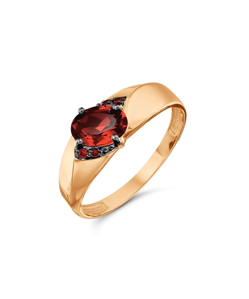 Gold ring with garnet and zircons