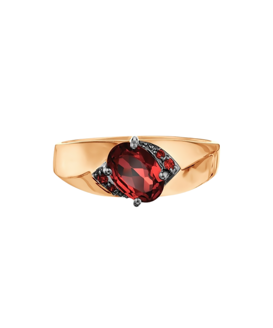 Gold ring with garnet and zircons