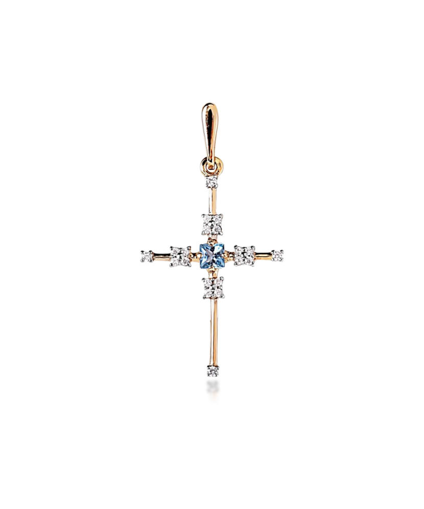 Gold pendant with topaz and zircons