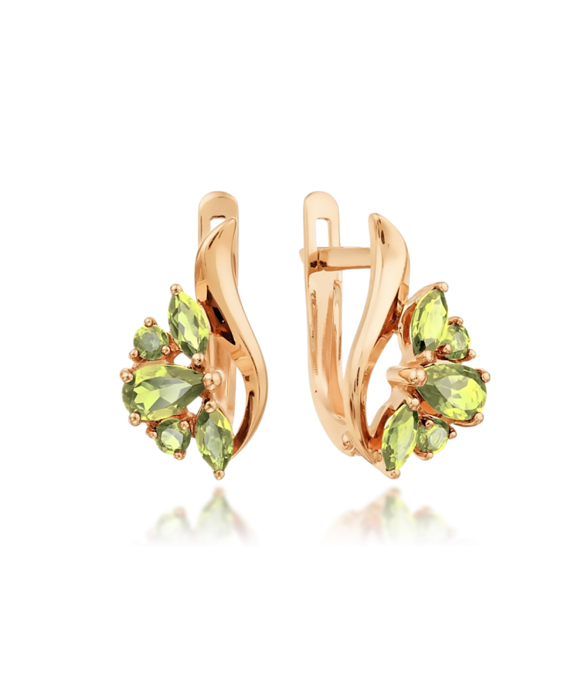 Auksiniai auskarai su chrizolitais  - Goldinga