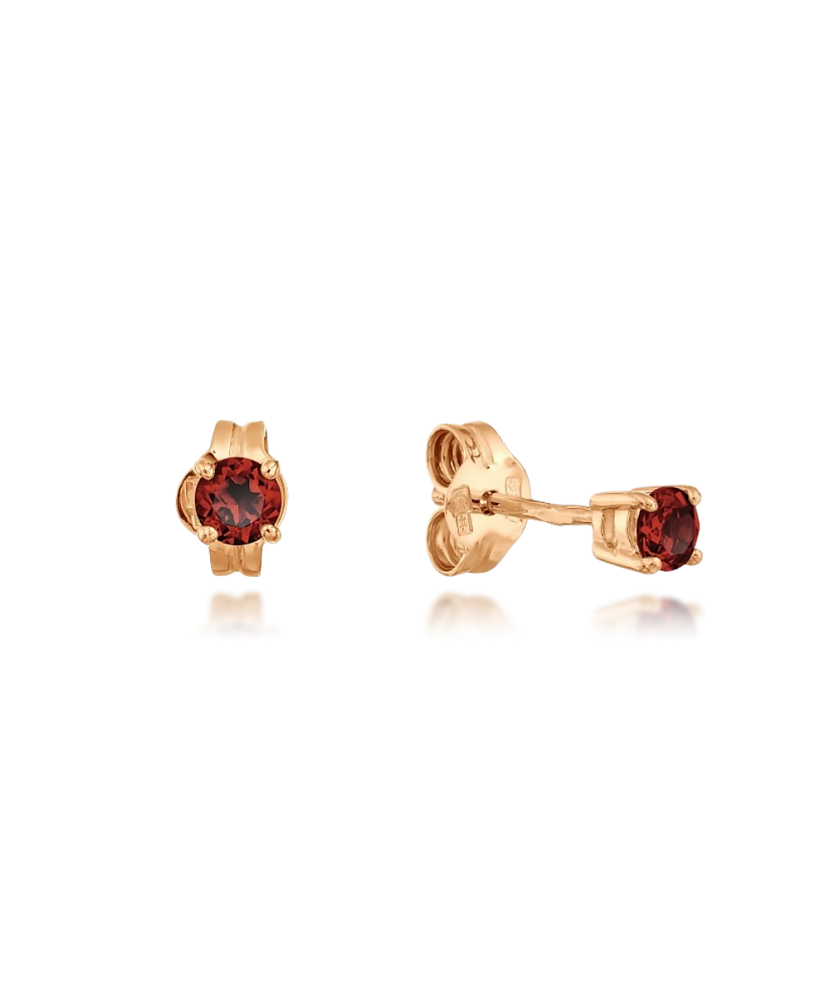 Gold earrings with garnet