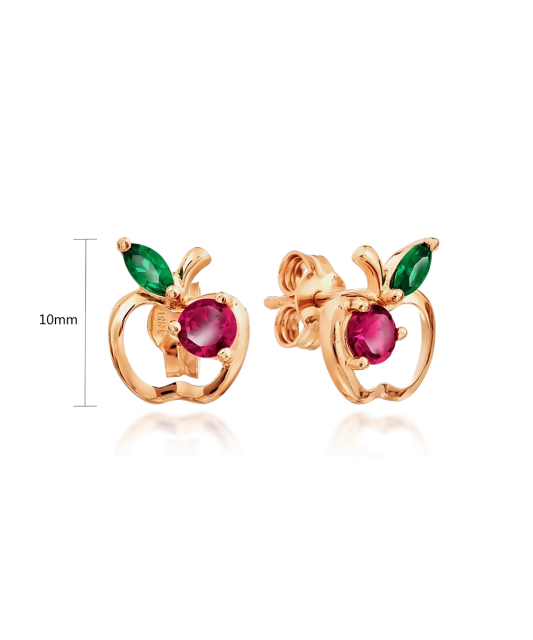 Gold earrings with zirconium "Apples"