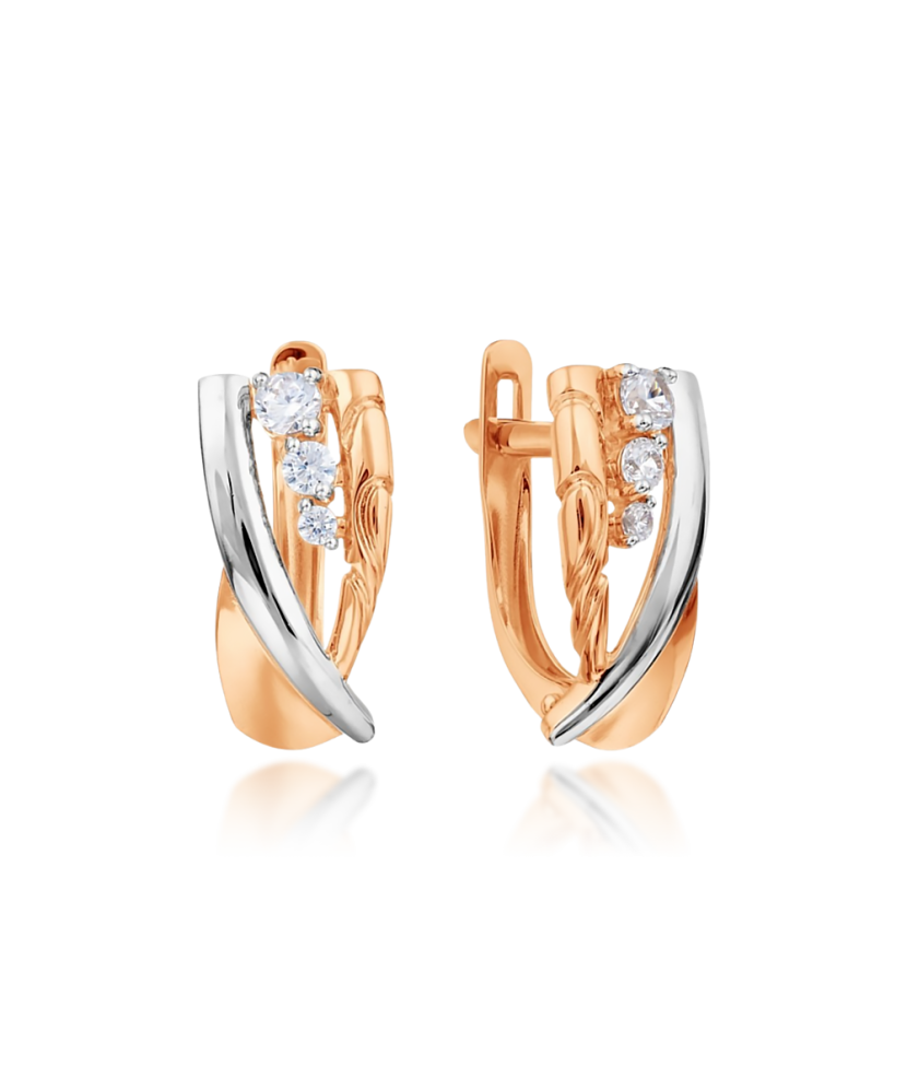 Gold earrings with zircons