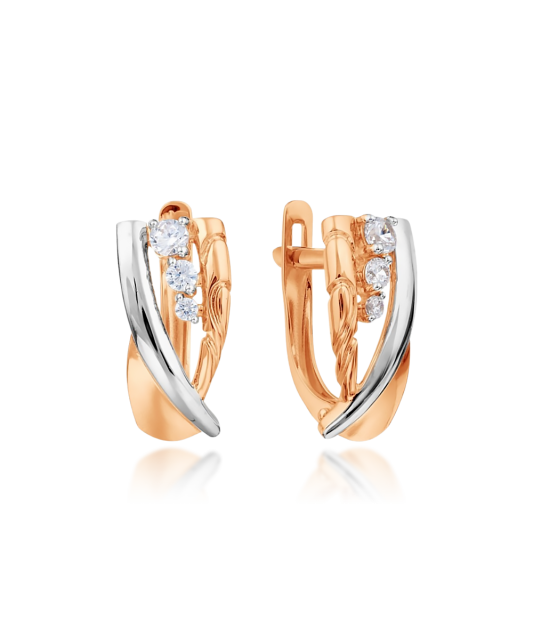 Gold earrings with zircons
