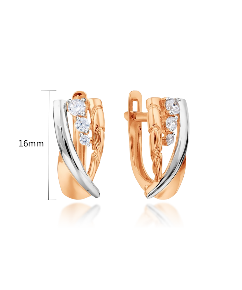 Gold earrings with zircons