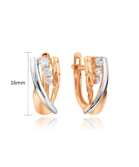 Gold earrings with zircons