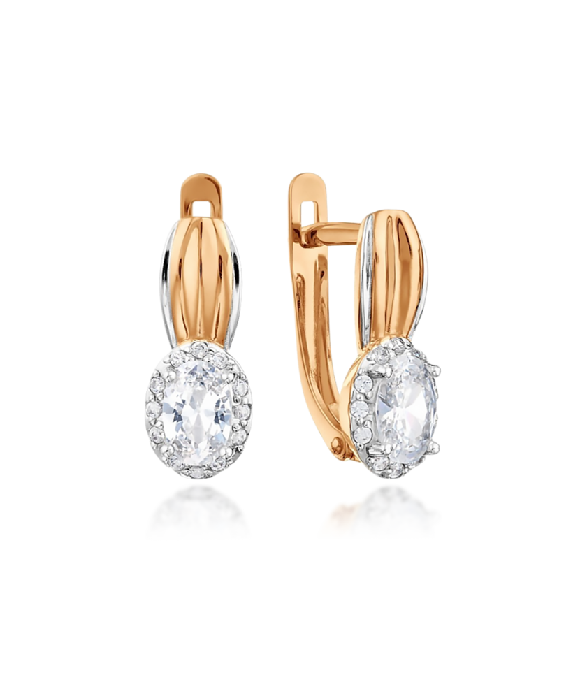 Gold earrings with zircons