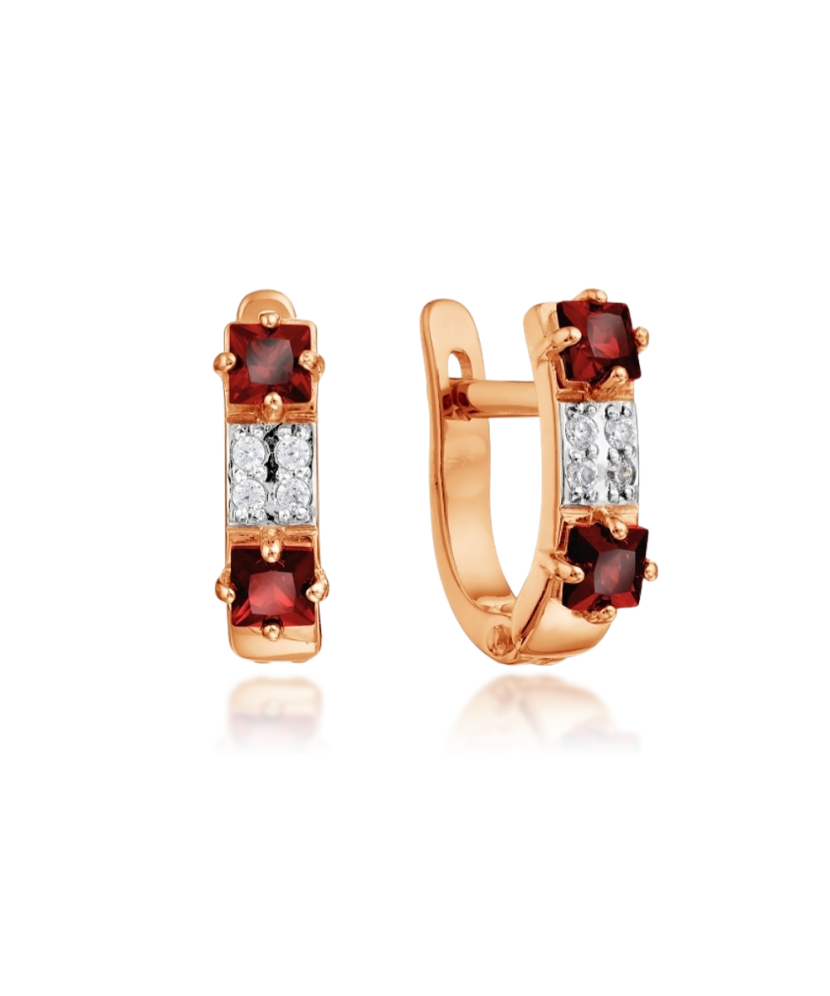 Gold earrings with zircons