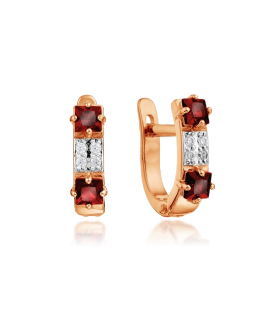 Gold earrings with zircons