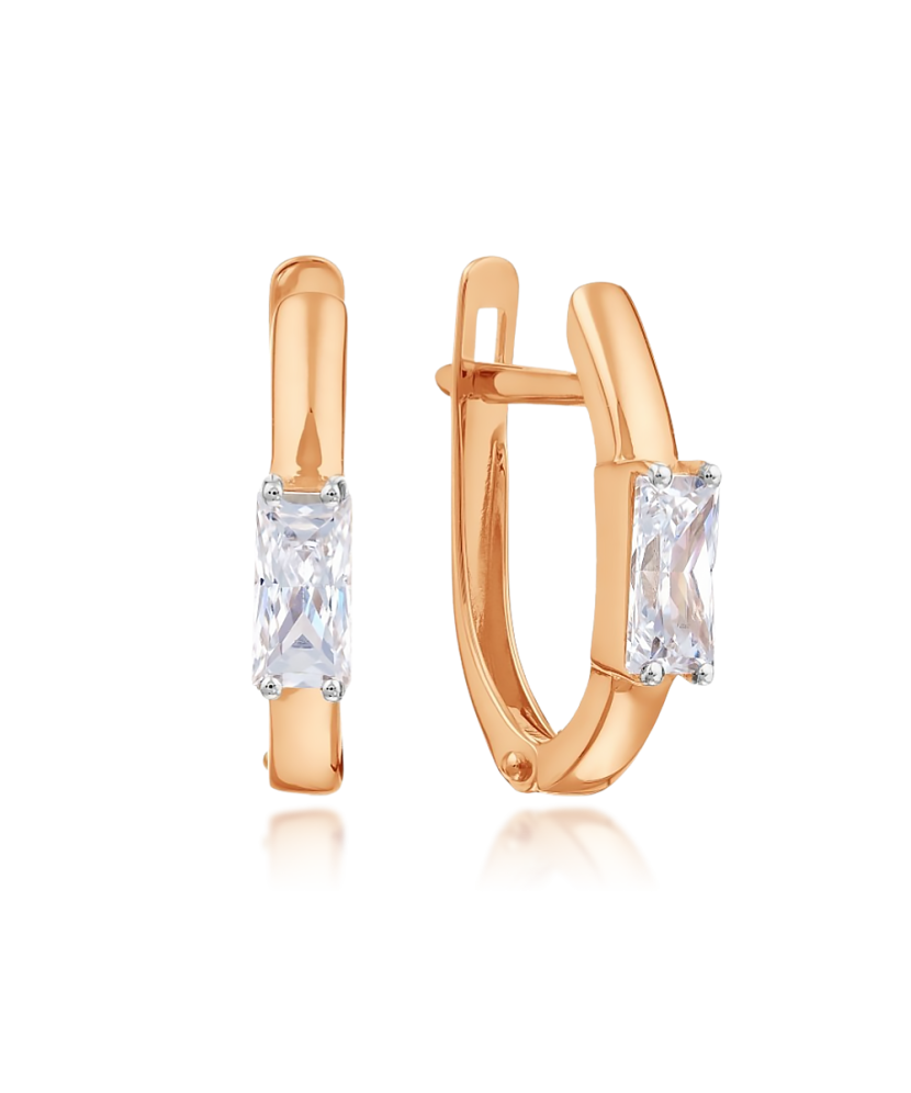 Gold earrings with zircons