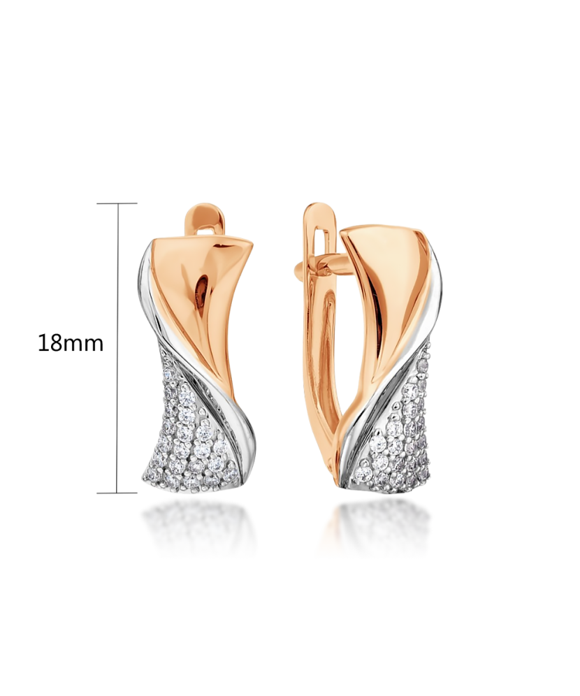 Gold earrings with zircons