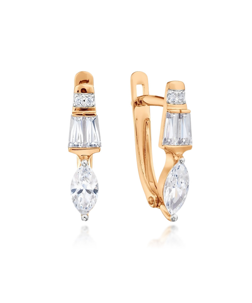 Gold earrings with zircons