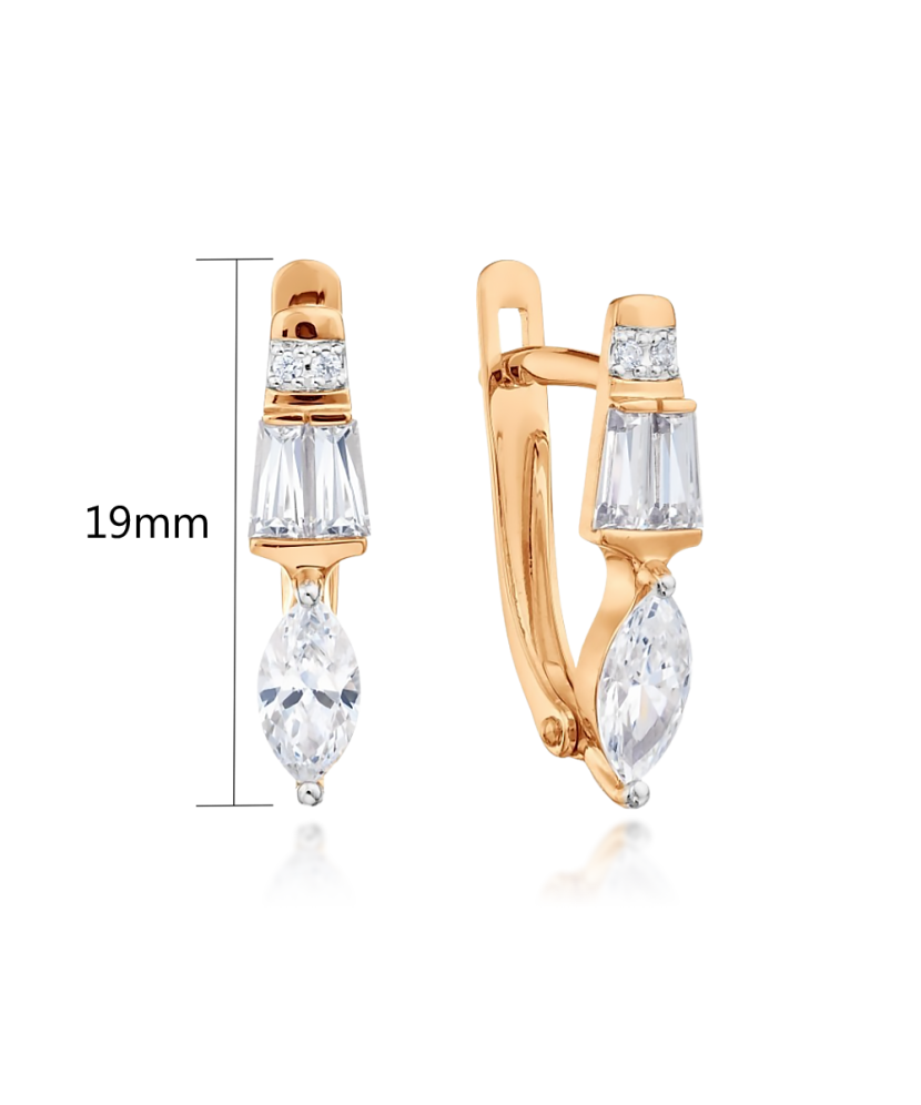 Gold earrings with zircons