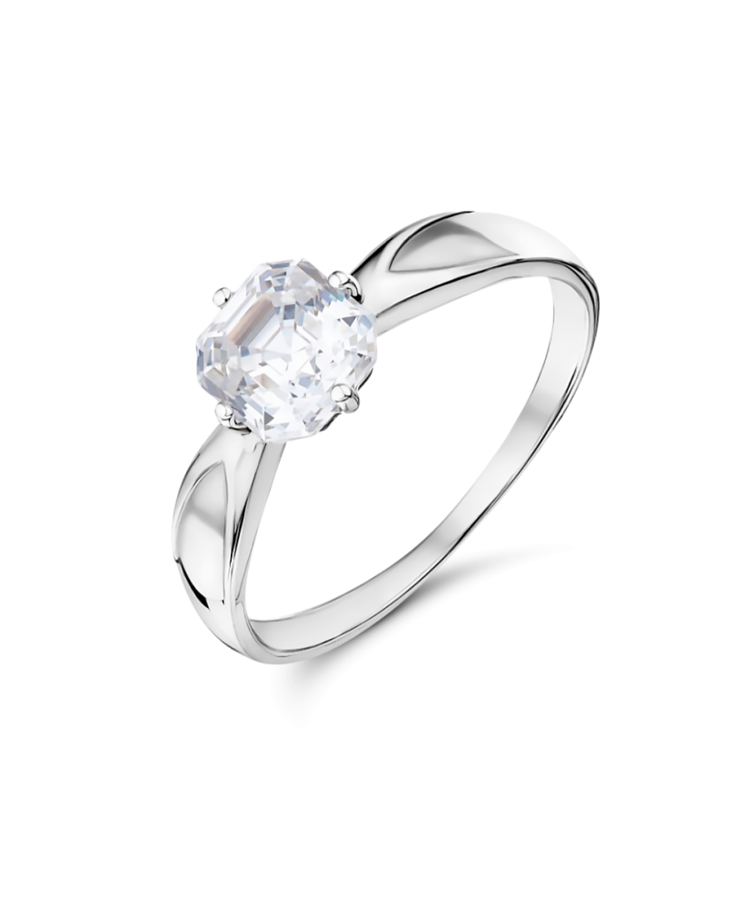 White gold ring with zircons