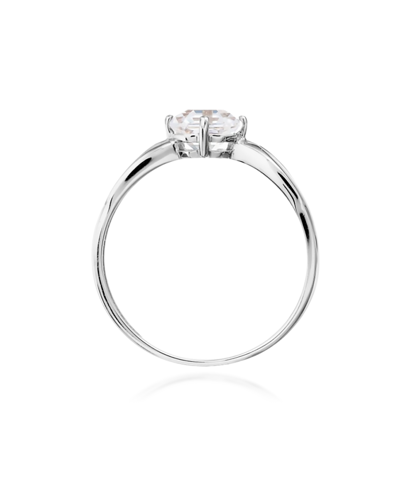 White gold ring with zircons